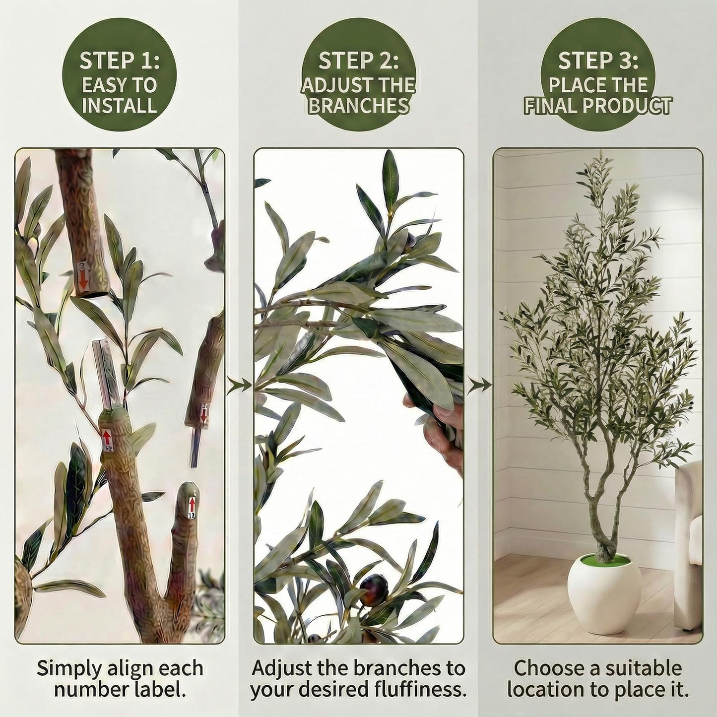 Huhemy 8ft Faux Olive Tree Artificial Indoor,Fake Olive Tree with Pot,Large Olive Branches and Lifelike Fruits,for Home Office House Living Room Decor