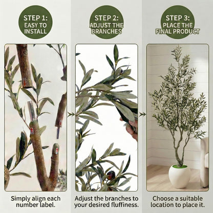 Huhemy 8ft Faux Olive Tree Artificial Indoor,Fake Olive Tree with Pot,Large Olive Branches and Lifelike Fruits,for Home Office House Living Room Decor