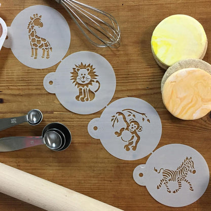 Designer Stencils Jungle Animals Cookie, Beige/Semi-Transparent, Fits 3" Circle