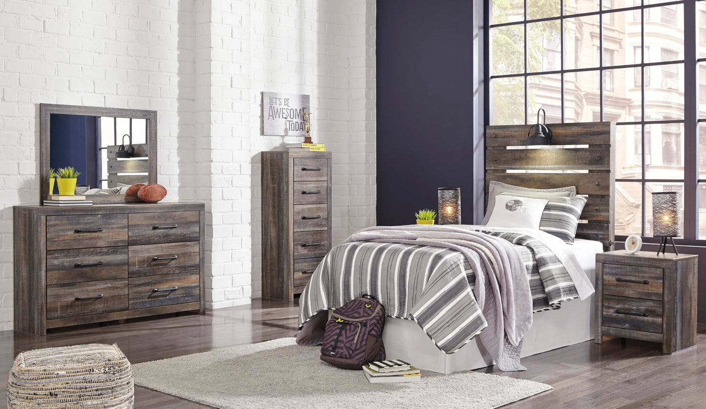 Signature Design by Ashley Drystan 6 Drawer Dresser, Large-scale Hardware, Smooth-gliding Drawers, Wood, 58.7" W x 15.31" D x 36.46" H, Weatherworn Brown