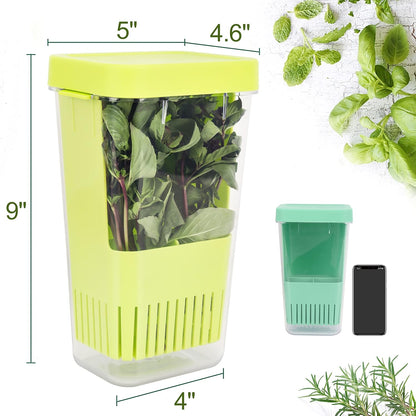 2 Pack 3 LUVCOSY Herb Keeper, BPA-Free Plastic Herb Saver with an Inner Basket for Cilantro, Mint, Parsley