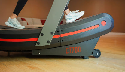 SB Fitness Equipment CT700 Self Generated Manual Curved Commercial Treadmill with 8 Resistance Levels for Sprinting and Sled Push with 19" Wide Track and Digital Display
