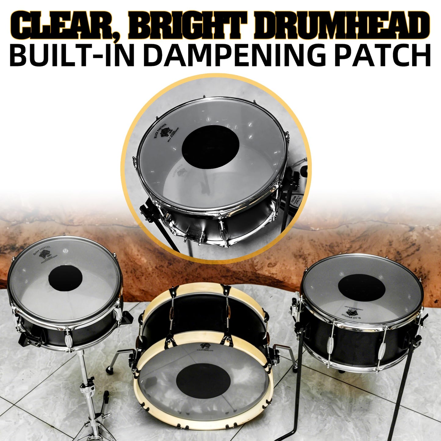 Beatello Black Jaguar 318 Series 3-Piece Drum Set, All-Metal Carbon Steel, 18" Bass Drum, 14" Tom, 12" Floor Tom/Snare, Pro Jazz, Studio & Live Kit