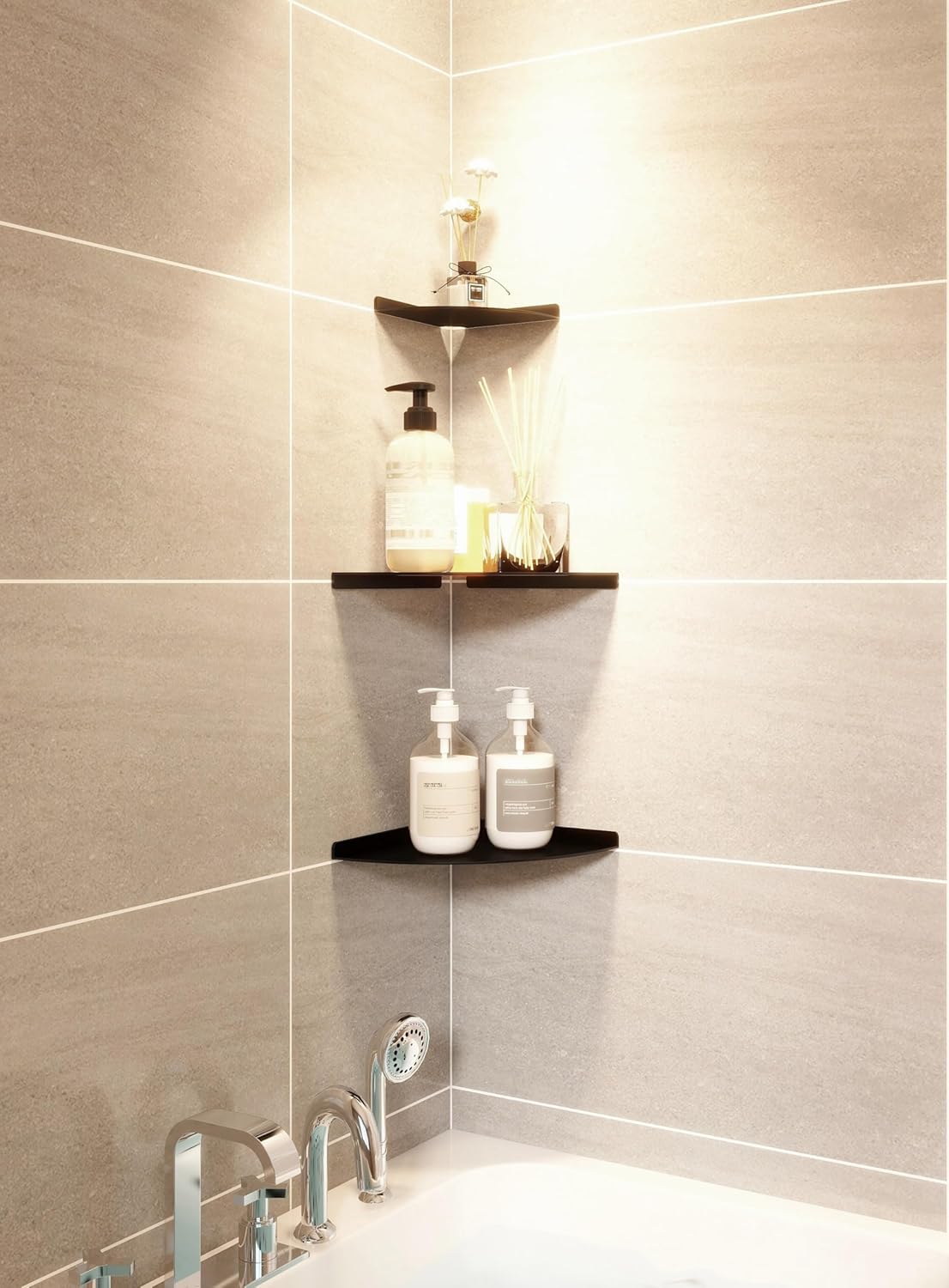 YUjieSTC 6 Inch 3.0mm Corner Shelf - Heavy Duty Aluminum Alloy Wall Mounted Floating Shelf for Bathroom, Kitchen