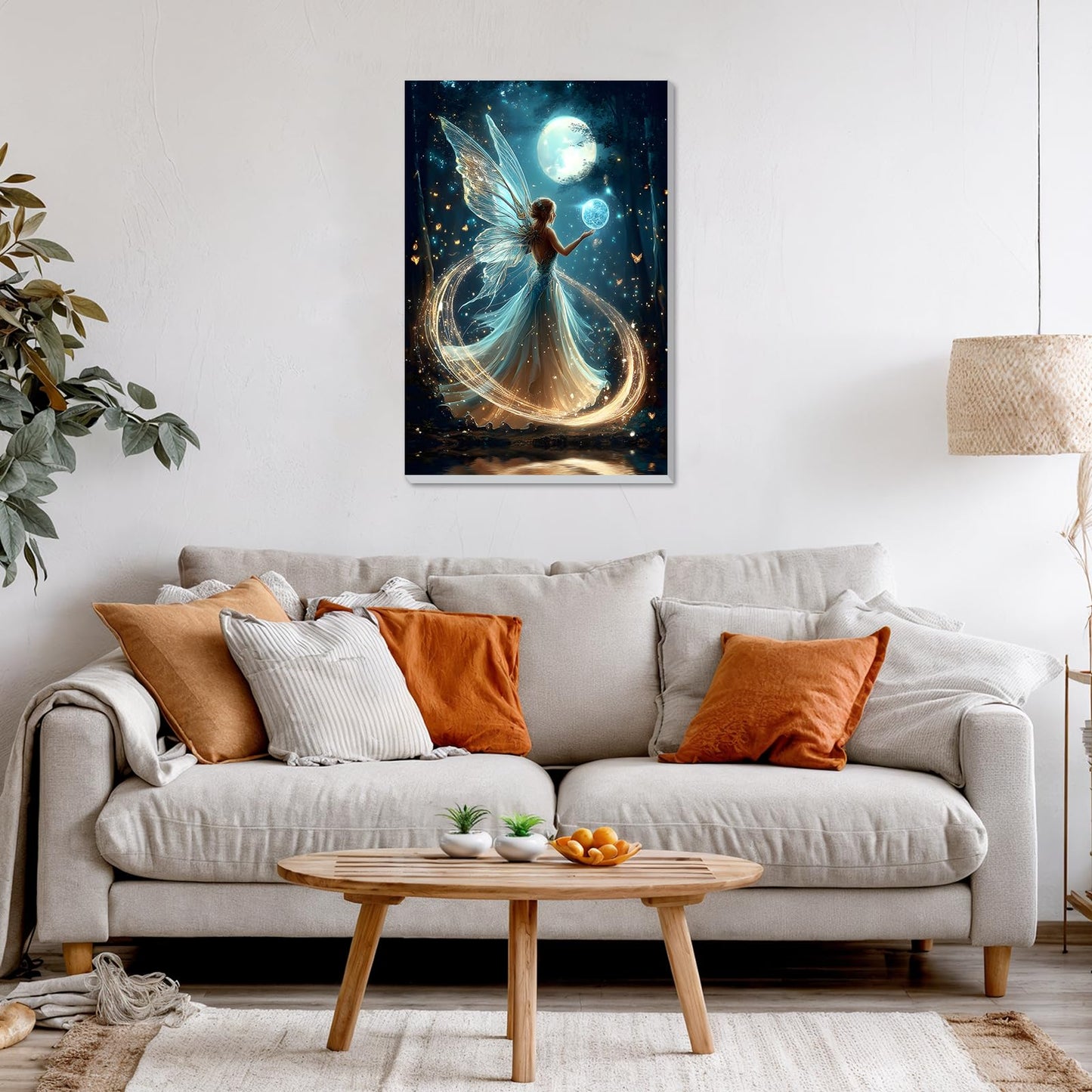 DOMROM Framed Paint by Numbers Kit for Adults, Fairy DIY Paint by Number Kits on Canvas, Easy Canvas Painting by Numbers for Home Wall Decoration Gift 8x12 Inch
