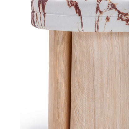 Tov Furniture Sheila Wood and Breccia Capraia Textured Concrete Side Table