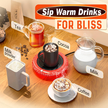 Coffee Mug Warmer with 7 LED Color Lights – Fast Heating & High Temp, Auto On/Off Gravity Sensor, Smart Electric Beverage Warmer for Coffee, Tea & More, Desk & Home Use(White)