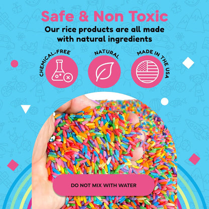 Rainbow Rice | Non-Toxic Sensory Bin Filler - 2 LB (4 Cups) for Educational Play & DIY Montessori Activities