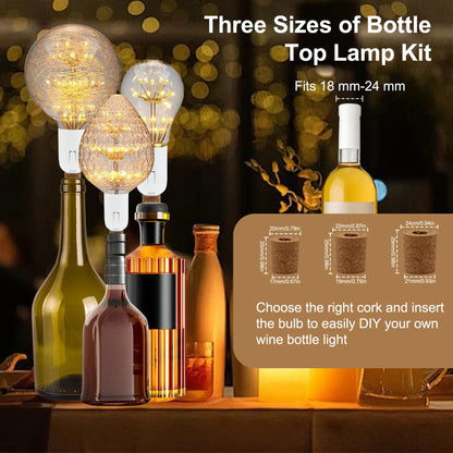 2 Pack Bottle Lamp Kits, 240cm Wine Bottle Table Lamp, DIY Lamp Fittings Kit for Table Lamp with E26/E27 to B22 Converter 3 Sizes of Corks No Drilling (No Bulb)