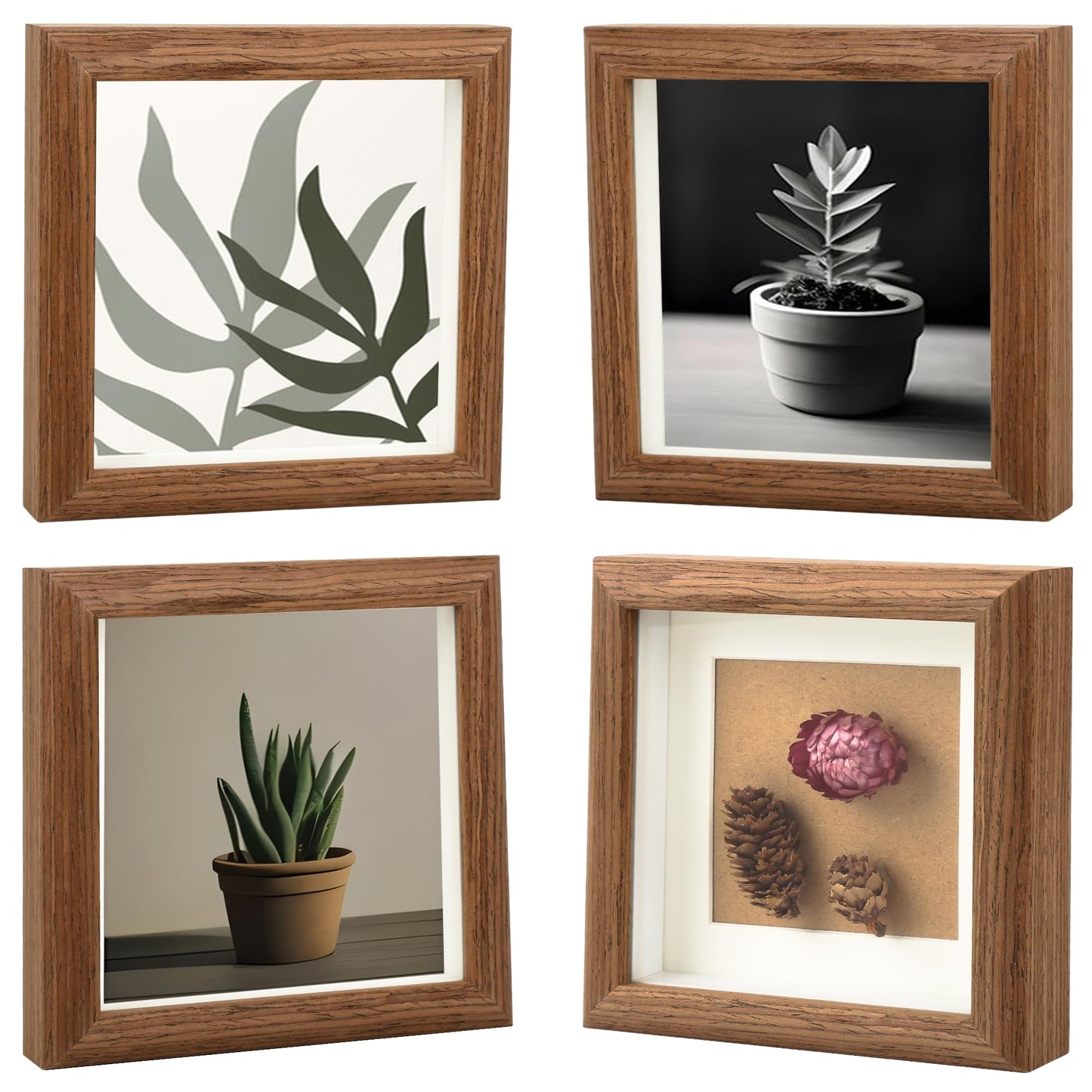 4Packs 5x5 Wooden Shadow Box Frame Picture Frame Solid Wood Memory Shadow Box Display Case to Hang Memory Box Sports Memorabilia, Pins, Awards, Medals, Wedding, Tickets and Photos