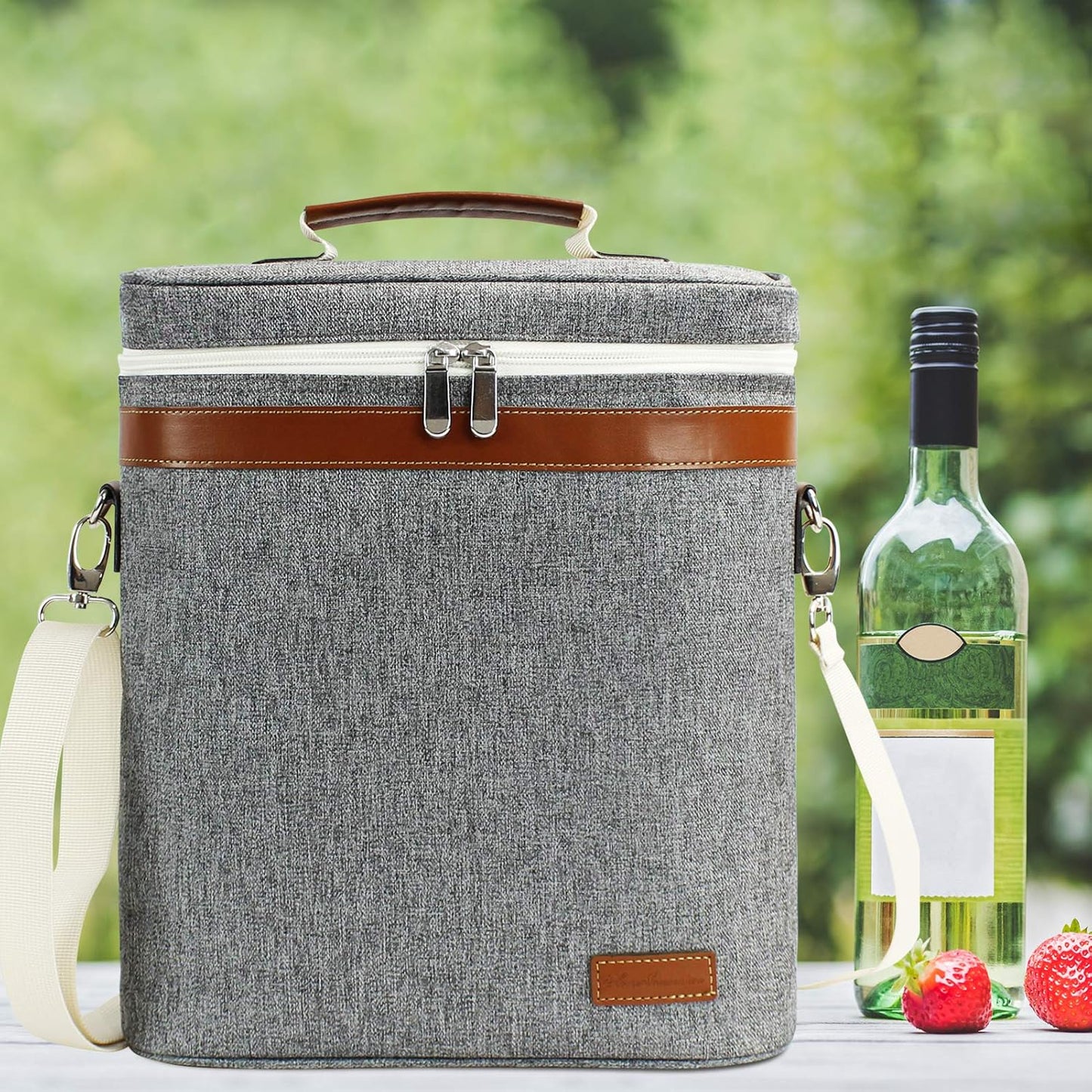 3 Bottle Insulated Wine Tote Carrier Bag - Portable Travel Padded Wine Cooler with Corkscrew Opener