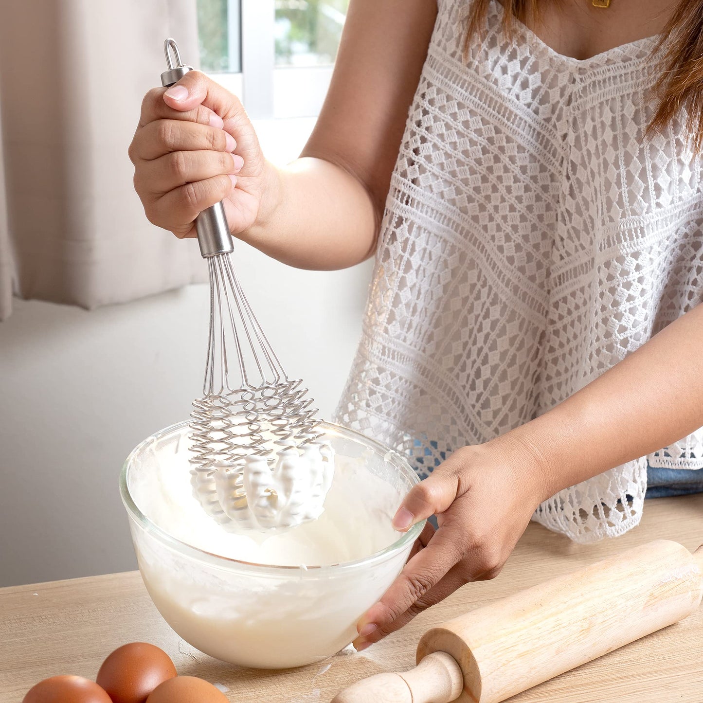 C-LECT Rapid Whisk - Premium Stainless Steel Whisk for Faster, Foamier Results - Rust-Free & Dishwasher Safe - Versatile Kitchen Tool for Cream, Sauces, Eggs, and More