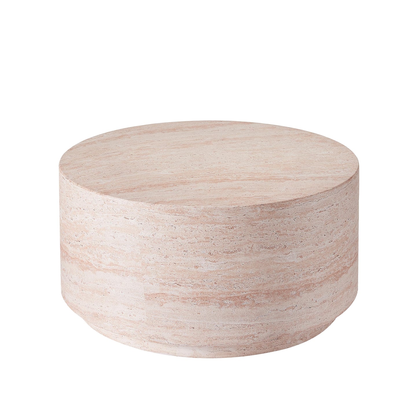 Christopher Knight Home Helen 27.5" Round Coffee Table, MGO Side Table for Patio Furniture Set, Modern Accent Table for Both Indoor and Outdoor Use, End Table for Patio/Deck/Garden, Travertine