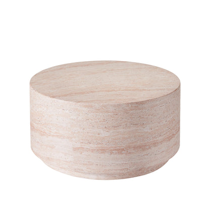Christopher Knight Home Helen 27.5" Round Coffee Table, MGO Side Table for Patio Furniture Set, Modern Accent Table for Both Indoor and Outdoor Use, End Table for Patio/Deck/Garden, Travertine