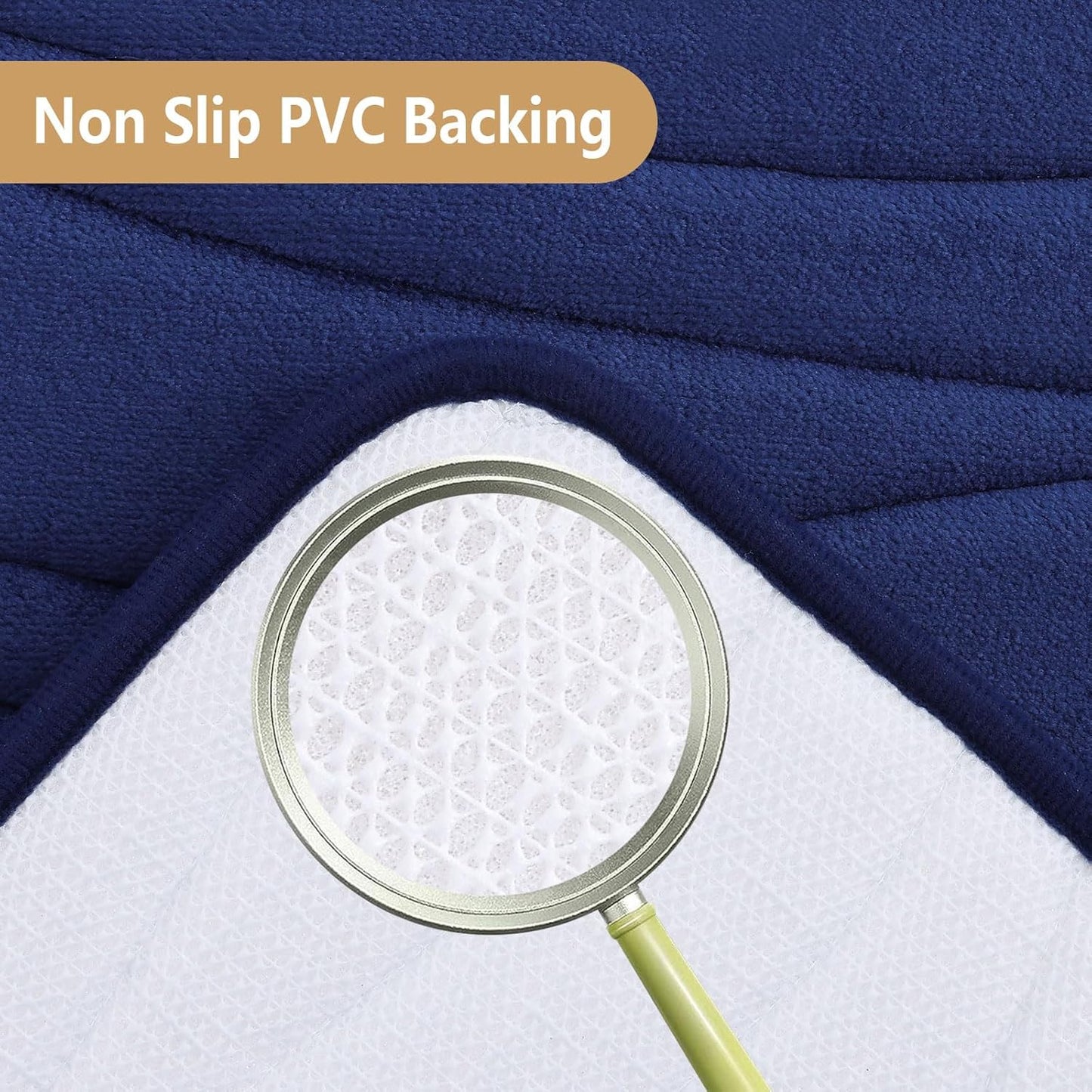 Buganda Memory Foam Bathroom Rug Mat 44x24, Extra Soft Absorbent Non-Slip Machine Washable Bath Rugs for Floor, Navy