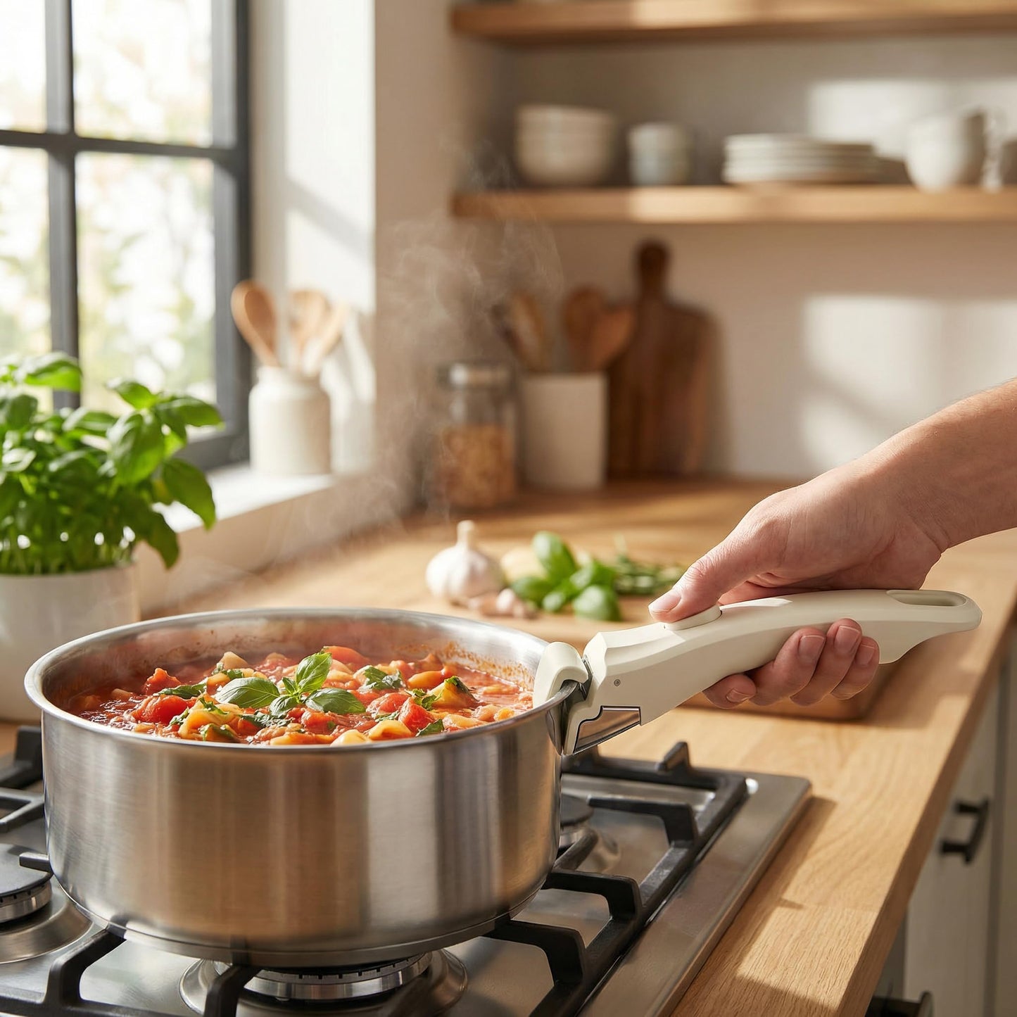 2PCS Removable Pot Handle Wood, 7.5" Detachable Handle for Pots and Pans, Durable & Heat-Resistant Universal Cookware Handle Replacement (Cream White)