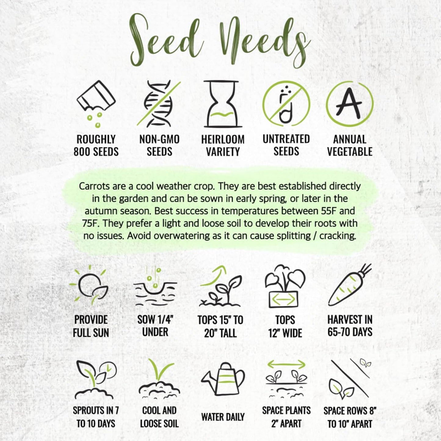 (5 Packs) Seed Needs Carrot Seeds for Planting Rainbow Carrots - Non-GMO Heirloom & Untreated Veggie Seed to Grow a