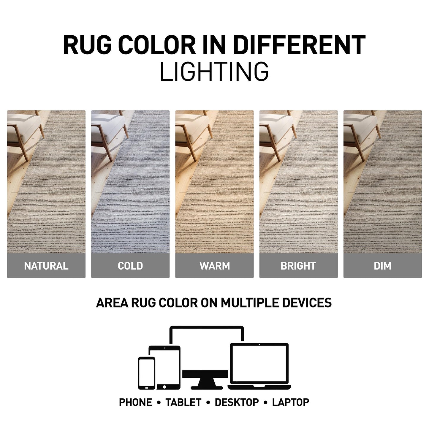 Rugshop Textured High-Low Indoor Area Rug, Neutral Stripe Design, Jute Backing, Living Room Bedroom Kitchen Rug, Easy-Care Spot Clean, 7'10" x 10' Beige/Gray