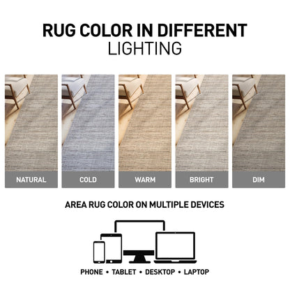 Rugshop Textured High-Low Indoor Area Rug, Neutral Stripe Design, Jute Backing, Living Room Bedroom Kitchen Rug, Easy-Care Spot Clean, 7'10" x 10' Beige/Gray