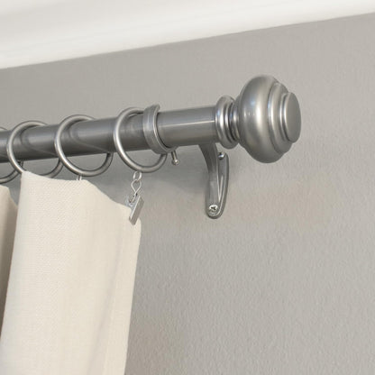 Decopolitan 1-Inch Urn Single Window Treatment Rod Set, 36 to 72-Inch, Antique Silver