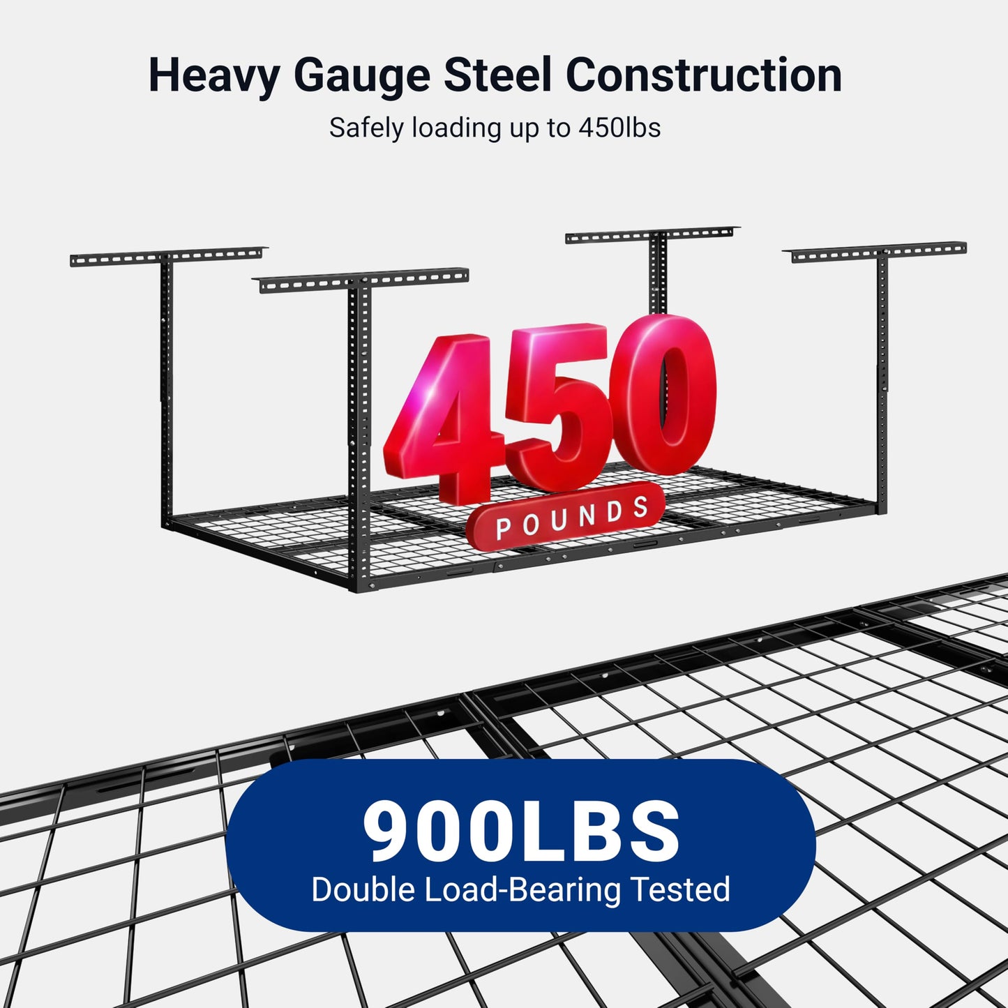 FLEXIMOUNTS 2 Pack 3x6 Overhead Garage Storage Adjustable Ceiling Rack 72" Length x 36" Width x 40" Height, 900lbs Total Weight Capacity, Black, Classic Series
