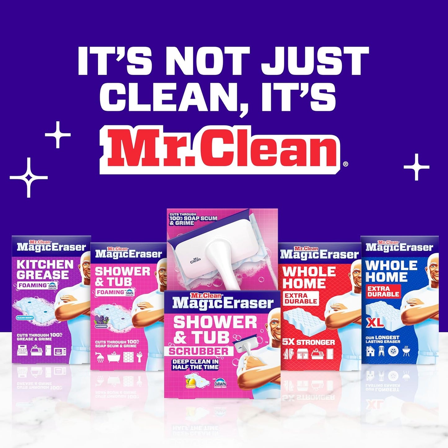 Mr. Clean Magic Eraser - All-in-One Bathroom Cleaner Kit | 1 Scrubber & 2 Foaming Erasers, Lemon Scent