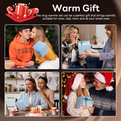Coffee Mug Warmer with Mug Set - Cup Warmer for Desk Auto Shut Off, Smart Electric Beverage Heater for Coffee, Tea, Water, Milk and Coco, 8 Temperature Settings & 1-12H Timer, Gifts for Coffee Lovers