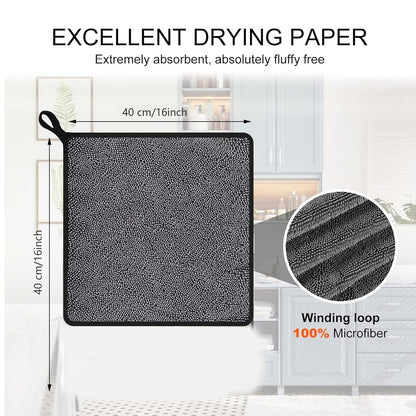 Ecopandy Shiny Cleaning Wipes, 3Pack Shiny Cloths Drying Towels,Shower Doors Drying Towels,16 * 16" Streak Free Glass Window Car Mirror Super Absorben Microfiber Cleaning Cloths (3pcs Grey 16 * 16″)