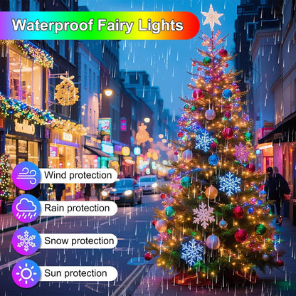 200FT 600LED 8 Christmas Lights Plug in,Outdoor Indoor Fairy Lights with Timer and Modes,Christmas Tree Lights