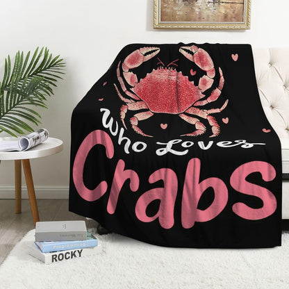 Cozy 40"X50" Crabs Blanket Just A Girl Who Love Crabs Fleece Throw Blanket Super Soft Warm Fuzzy Plush Crab Blanket