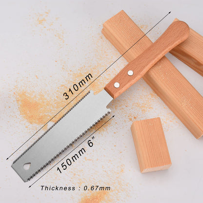 WEIMELTOY Small Woodworking Hand Saw, 6 inch Flexible Blade Double edge TPI 17/11 Pull Saw for Craft, Hobby, DIY, Non Slip Wood Handle Garden Trim, Sharp and Light Woodworking Tools