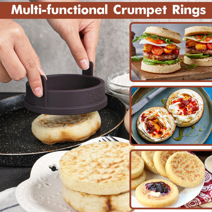 Webake Silicone Crumpet Rings Nonstick 3.5 inch Standard Size English Muffin Ring, Egg Rings, BPA-Free, Set of 4
