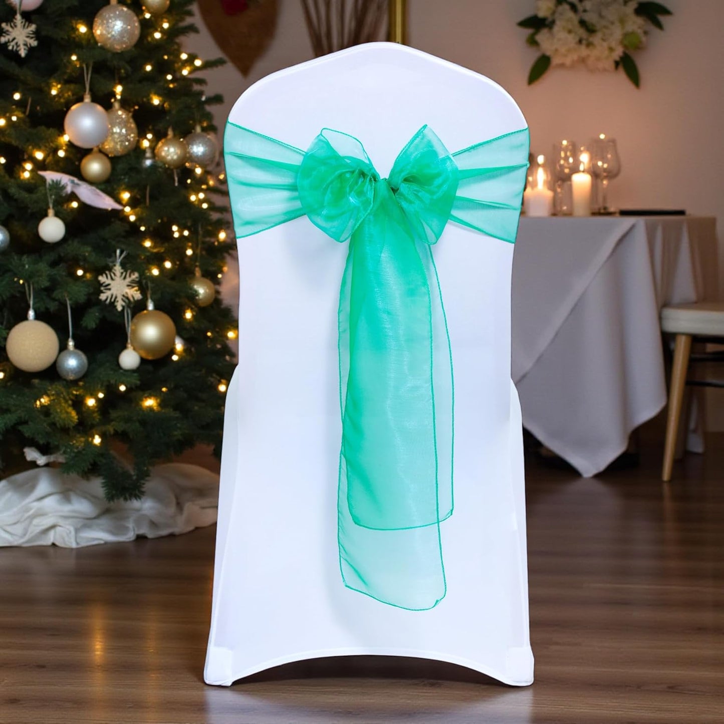 Pack 50 MDS of PCS Organza Chair Sashes Wider Dining Chair Bows Ribbon Tie Back for Wedding Party Birthday Bridal