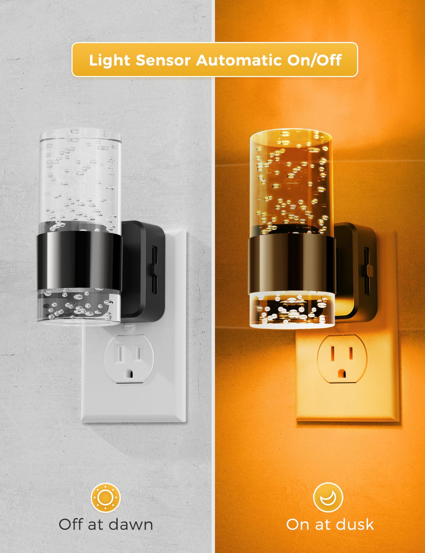 L LOHAS LED Night Light,Dimmable Night Lights Plug into Wall, 2 Pack Acrylic Nightlights with 0-100 LM Adjustable Brightness, 3000K Plug in Night Light with Dusk to Dawn Sensor, for Bathroom Hallway