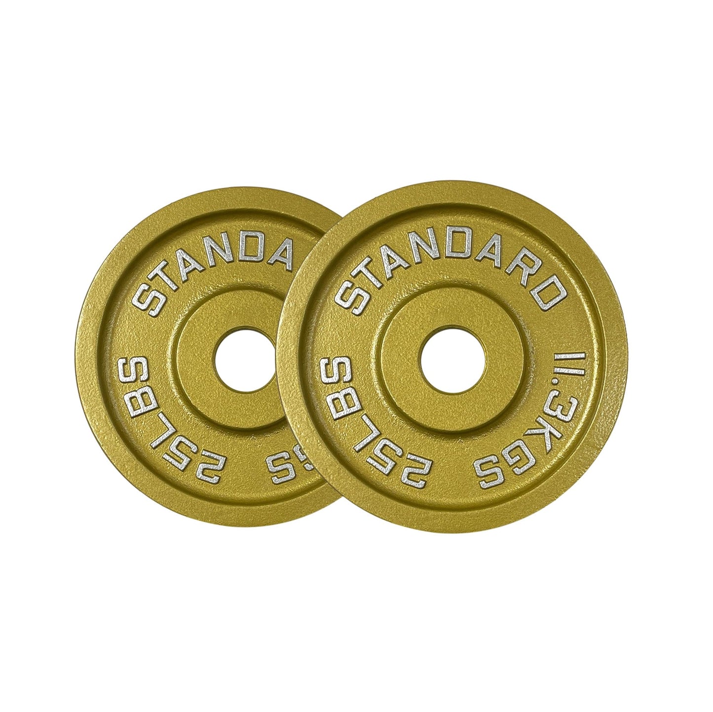 Gold Finish Olympic Steel Plates - Pairs and Sets 2 Inch Barbell Standard in Premium Gold for Weight Lifting (45lb Pair)