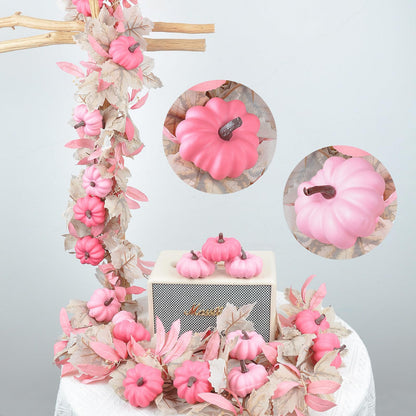 iToids Pink Pumpkins Halloween Decor, 16Pcs Pink Fall Decorations for Home Mini Pumpkins for Thanksgiving Party Table Centerpiece Decorations Autumn Festival Party Supplies
