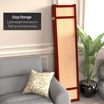 Red Lantern 6 ft. Tall Jute Shoji Screen - 6 Panel - Rosewood