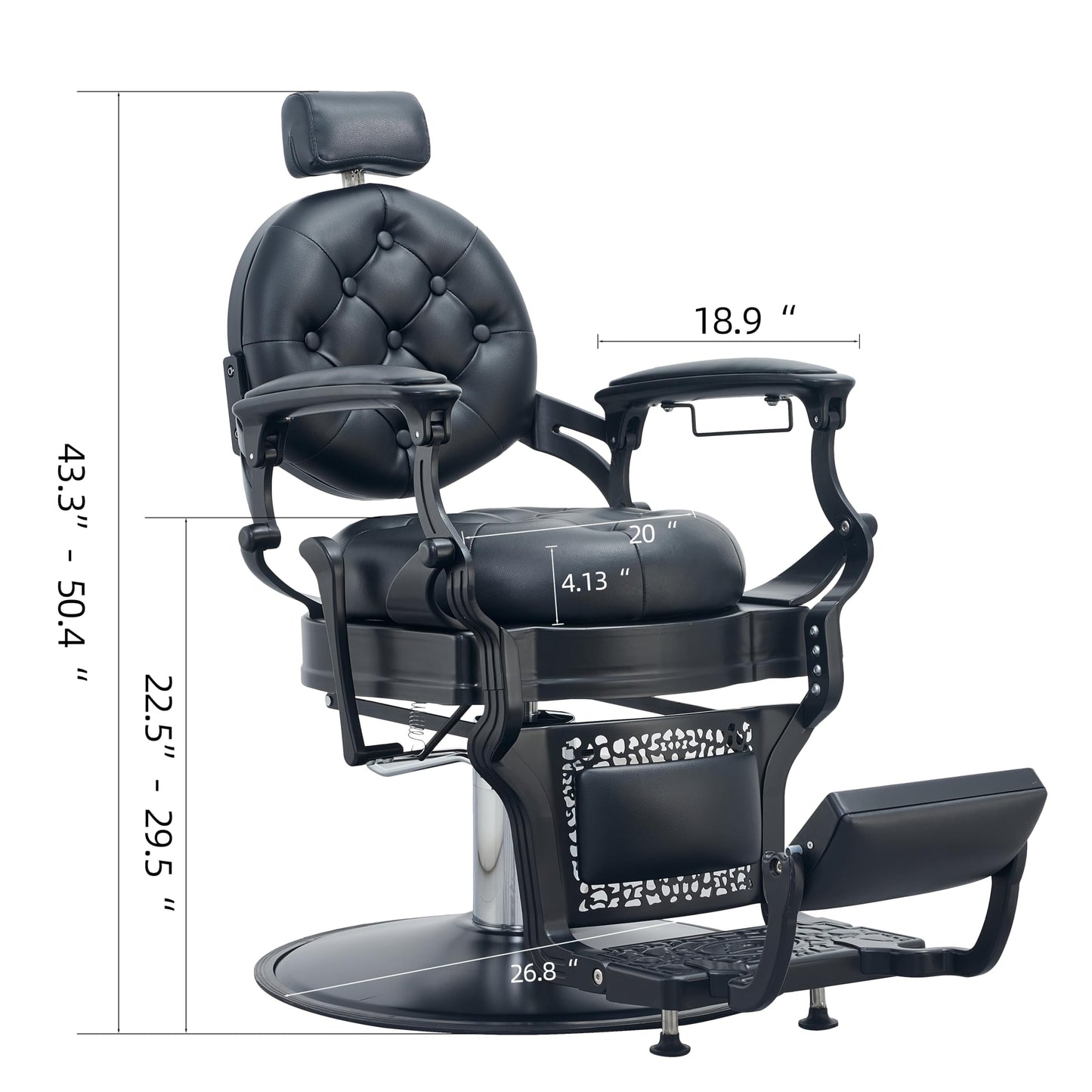Coczeb Barber Chair Heavy Duty (700LB Capacity) - Professional Multi-Function Salon Chair for Hairdressing, Beauty, Tattoo, Massage(All Black)
