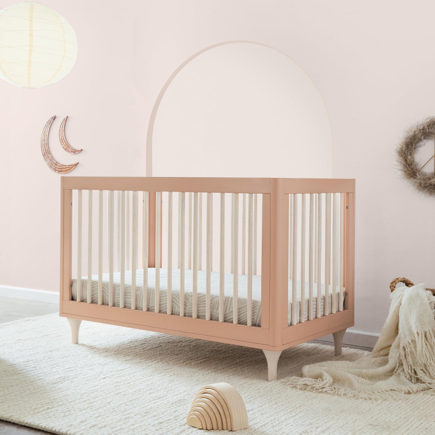 Babyletto Lolly 3-in-1 Convertible Crib with Toddler Bed Conversion Kit in Canyon/Washed Natural, Greenguard Gold Certified