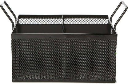 Mind Reader Utensil Accessory Caddy, Black Metal Mesh Organizer for Countertop, Office, Kitchen, 8.5" L x 8.5" W