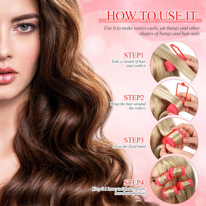 Geyoga 18 Pieces Sponge Hair Rollers Large Soft Foam Hair Styling Curlers Large Size Hairdressing Curlers for Women(Pink,1.6 x 2.8 Inches)
