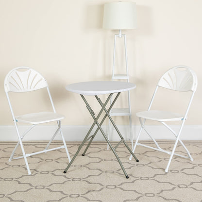 BizChair 8 Pack 650 lb. Capacity White Plastic Fan Back Folding Chair