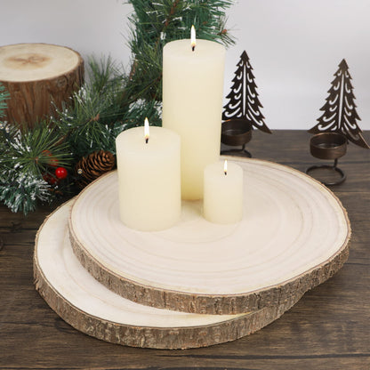 Prsildan 4 Pcs Large Natural Wood Slices, 11-12.5 Inches Unfinished Wood Centerpieces for Tables, DIY Round Rustic Wooden Circle Crafts for Wedding Table Décor