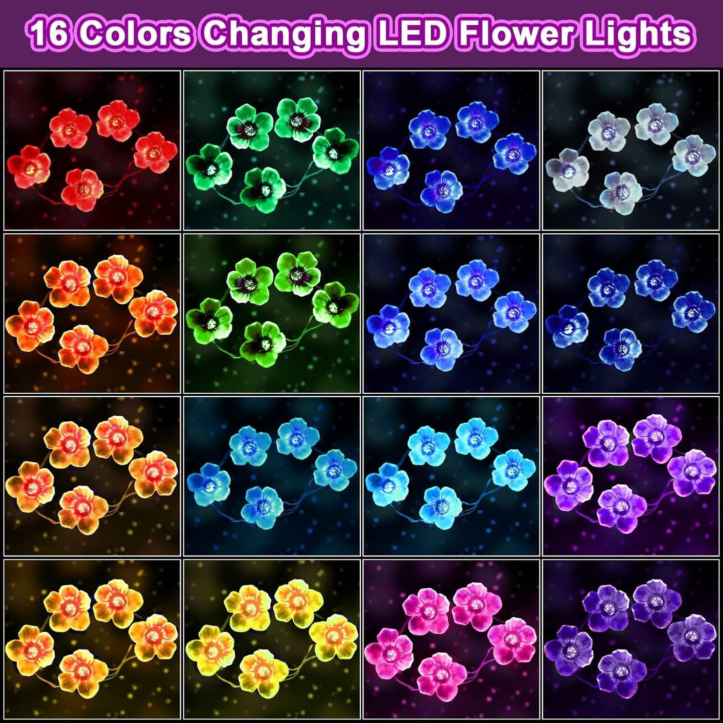 16 13 40 Day(1 Mudder Colors Cherry Blossom Decor Flower String Lights, Fairy Pink Light String with Timer ft LEDs USB