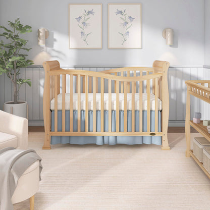 Dream On Me Violet 7-in-1 Convertible Full-Size Baby Crib with Toddler, Day & Full Bed Conversion in Natural, GreenGuard Gold & BSA, 4 Mattress Heights, Sustainable Pinewood