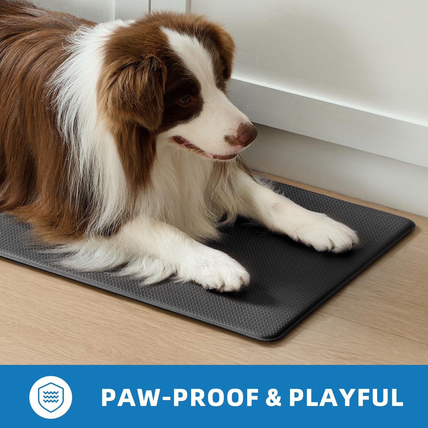 StepAura Kitchen Mats for Floor 2 Piece - 17"x29"+17"x47" Anti Fatigue Mats for Kitchen Floor - Non Slip Cushioned Rugs for Standing - Black