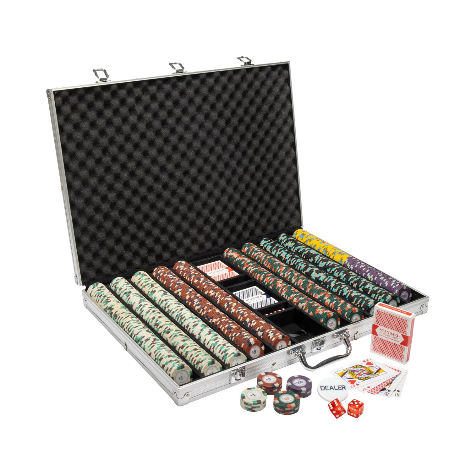 Playzaic 1000-piece Aluminum Poker Knights Poker Chip Case - 13.5-gram Heavy Clay Composite Set - Casino Chips for Texas Holdem, Blackjack - Betting Game Accessories