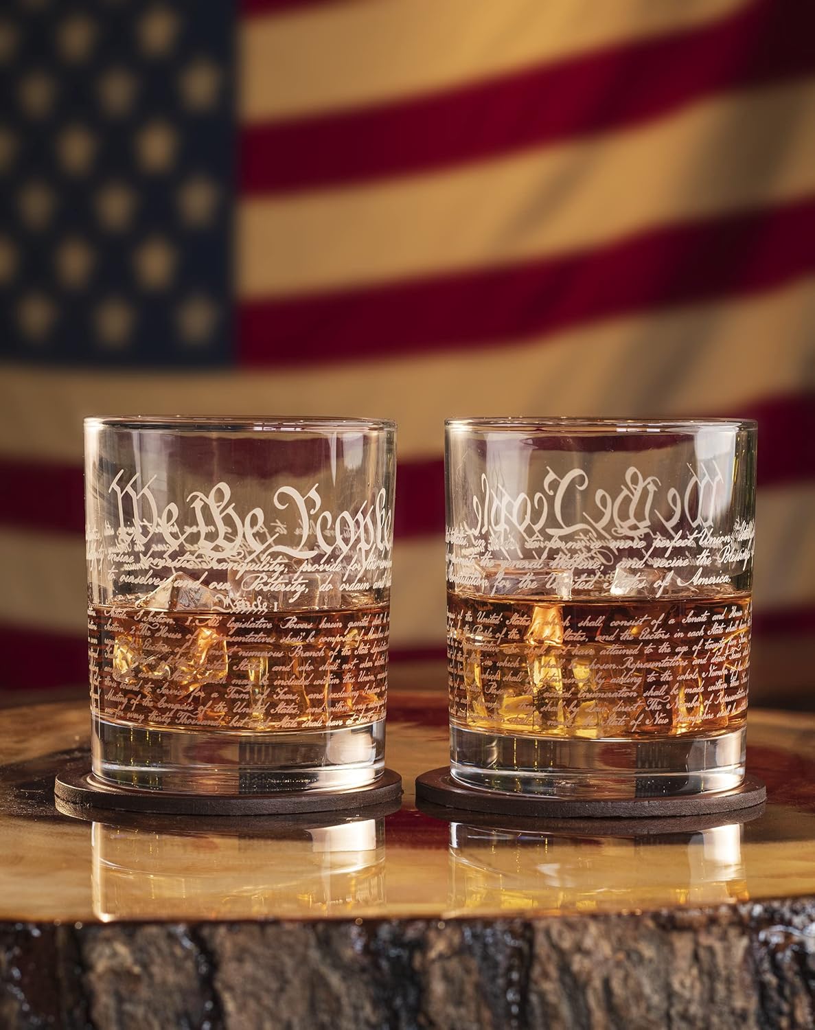 Constitution Of The United States Whiskey Rocks Glass, 10 oz Old Fashioned Gift - We The People American Patriotic