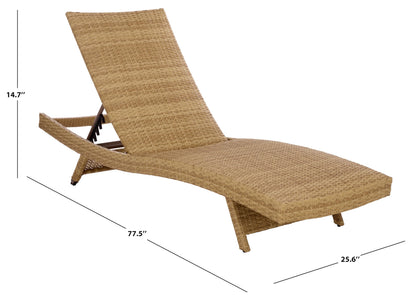 SAFAVIEH Outdoor Patio Furniture Collection – Alex Natural & Taupe Quick Dry Foam Lounger, Adjustable Outdoor Chaise, Modern Curved Design (PAT7545A)