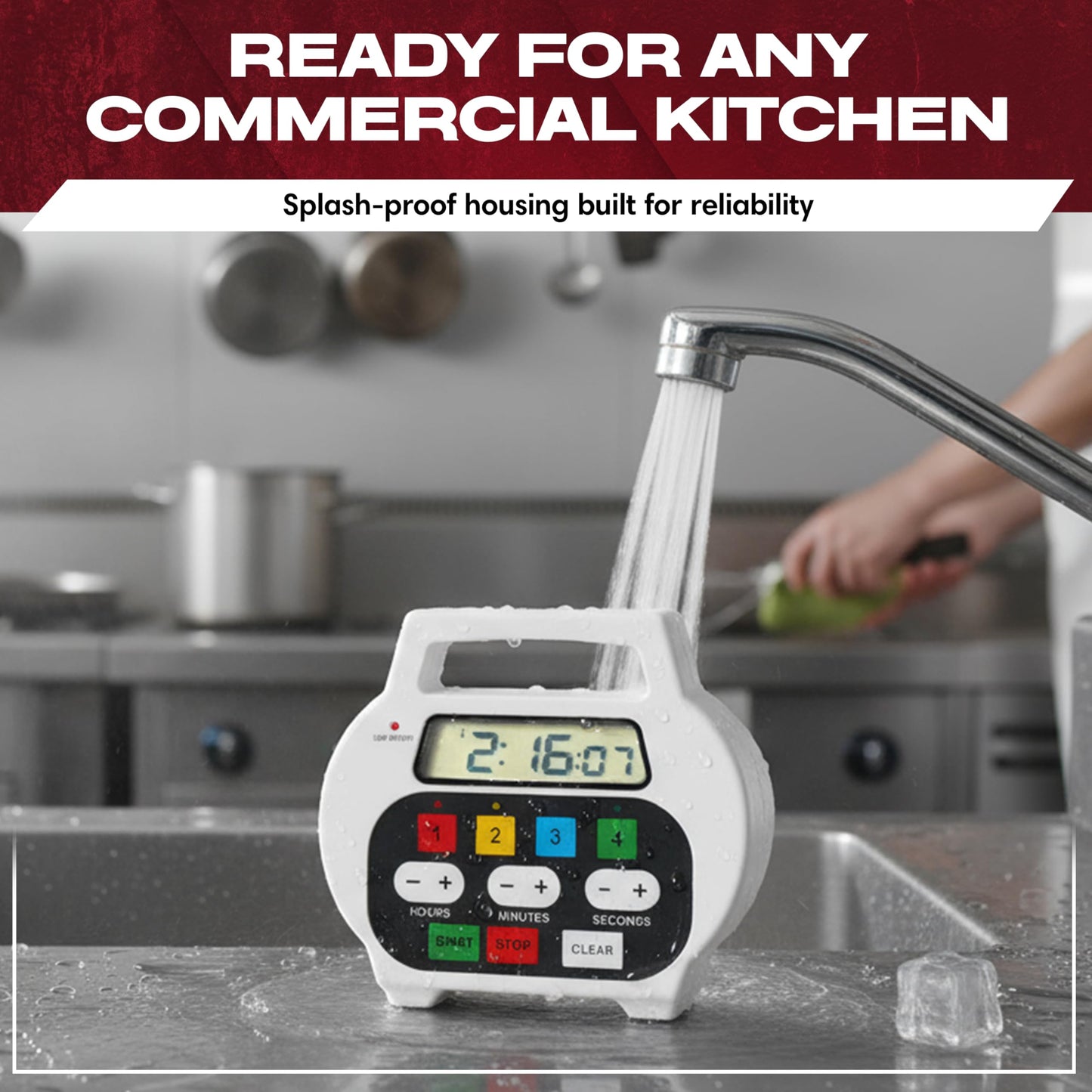 Chef Master 4-Channel Digital Kitchen Timer – Timer for Cooking, Baking & Grilling – LED Display Clock with Independent Countdown Functions for Food Preparation, Roasting, & Tracking - 90218